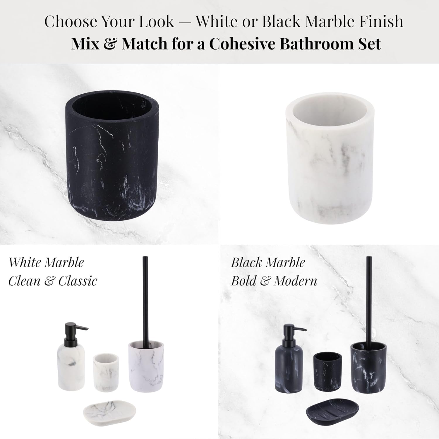 Elegant Black Marble Toothbrush Holder