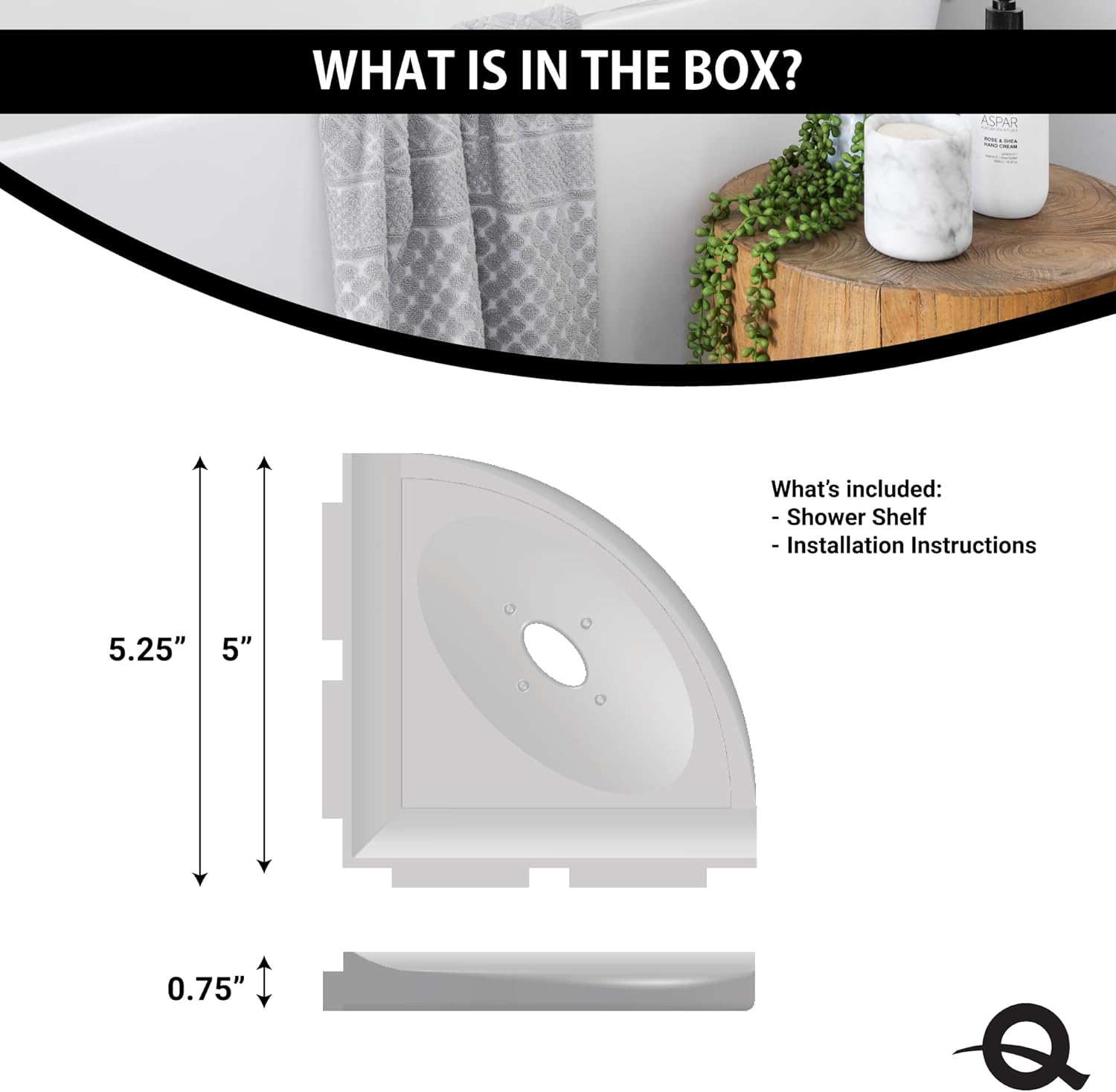 Questech 5 Inch Shower Soap Dish Shelf Graphite Black