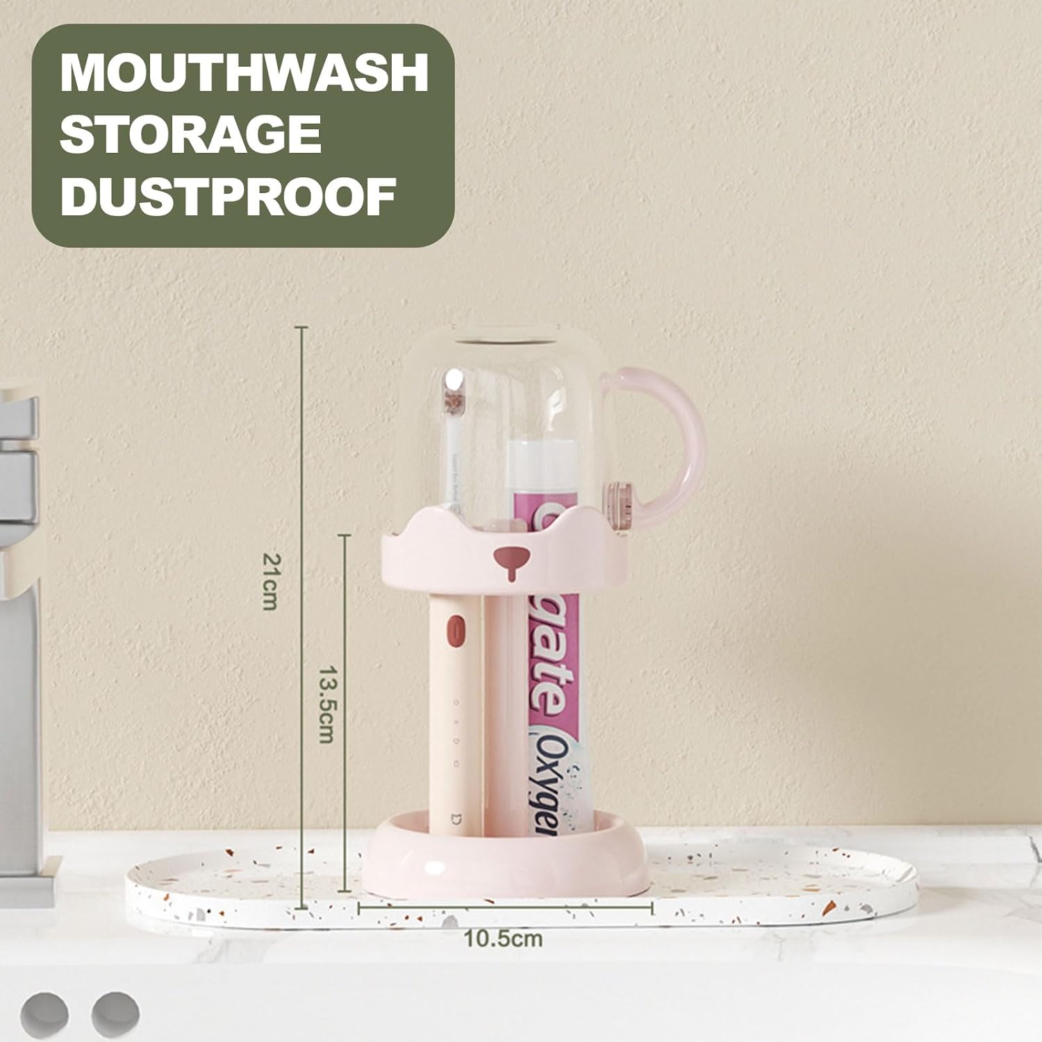 Adjustable Toothbrush Cup Holder for Bathroom Pink