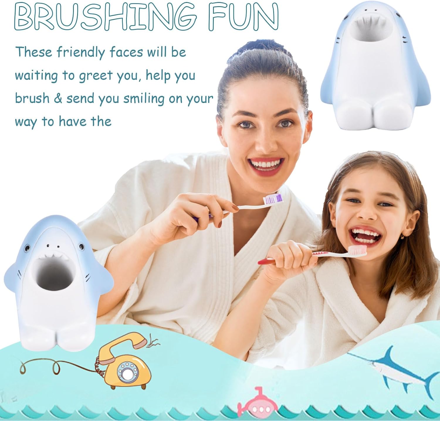 AKAKL Cute Shark Toothbrush Holder