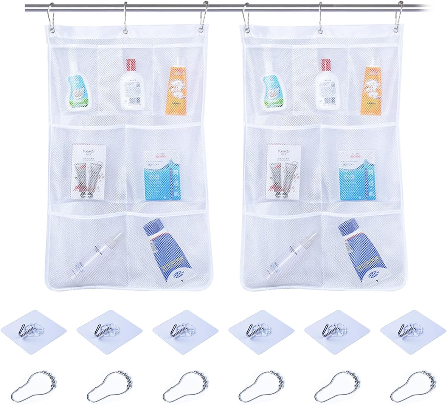 mesh shower organizer with 7 pockets