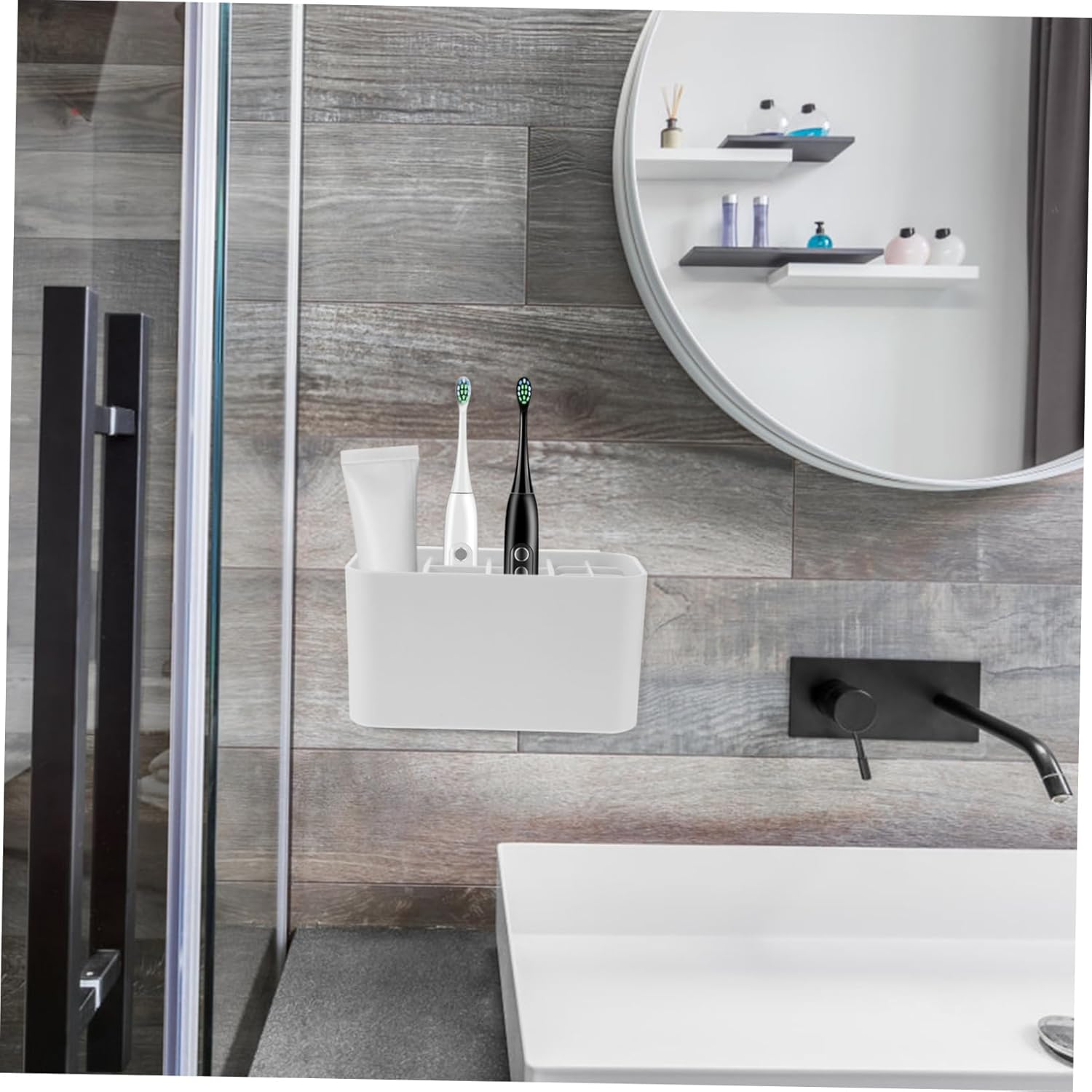 Wall-Mounted Electric Toothbrush Holder with Storage