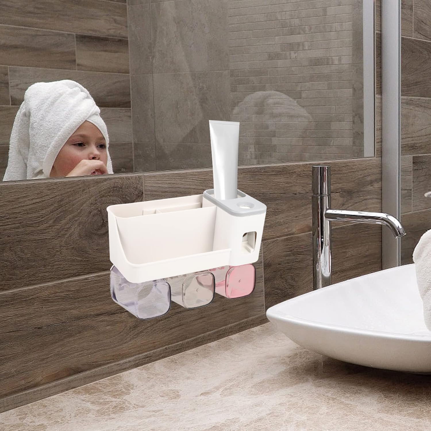 Anneome Space-Saving Wall-Mounted Toothbrush Toothpaste Organizer