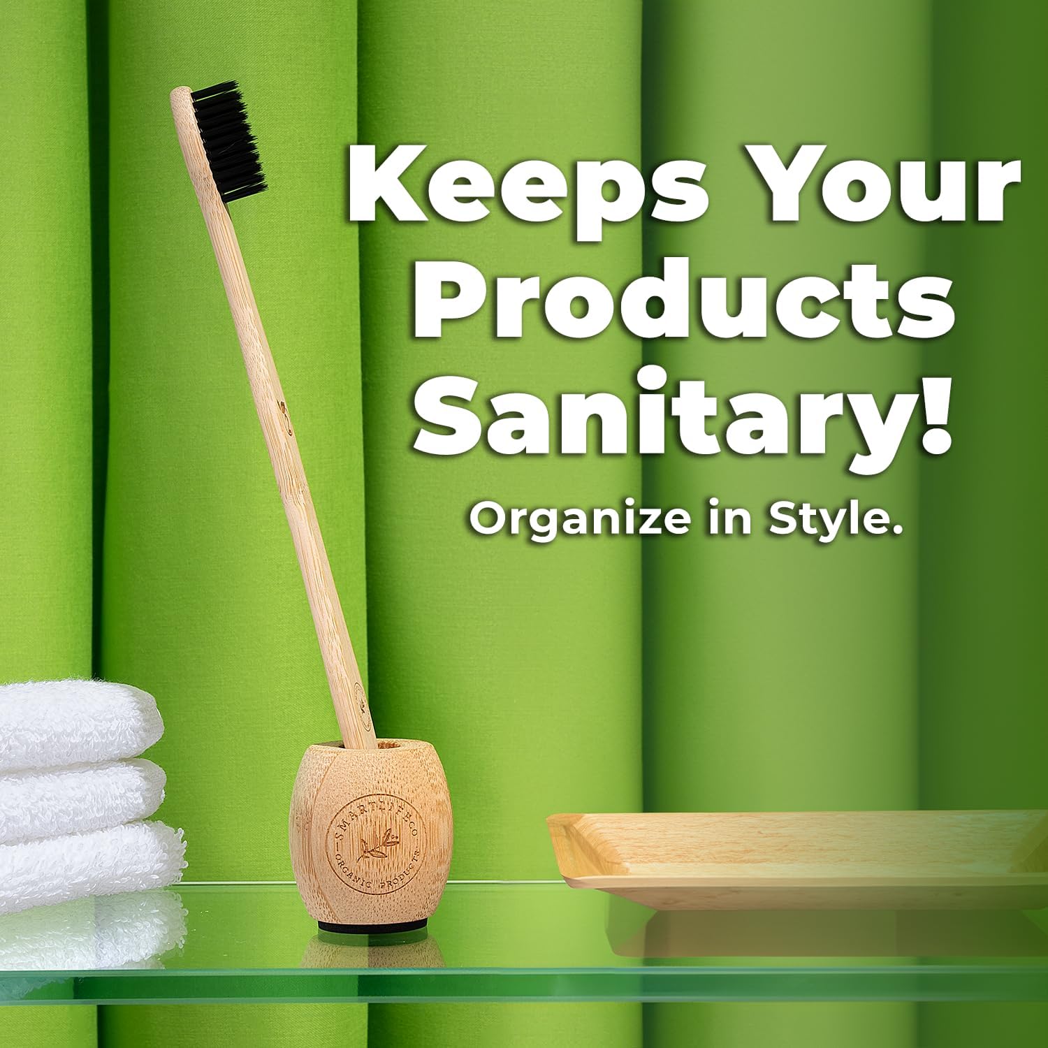 SmartLifeco Bamboo Toothbrush Holder - Eco Friendly