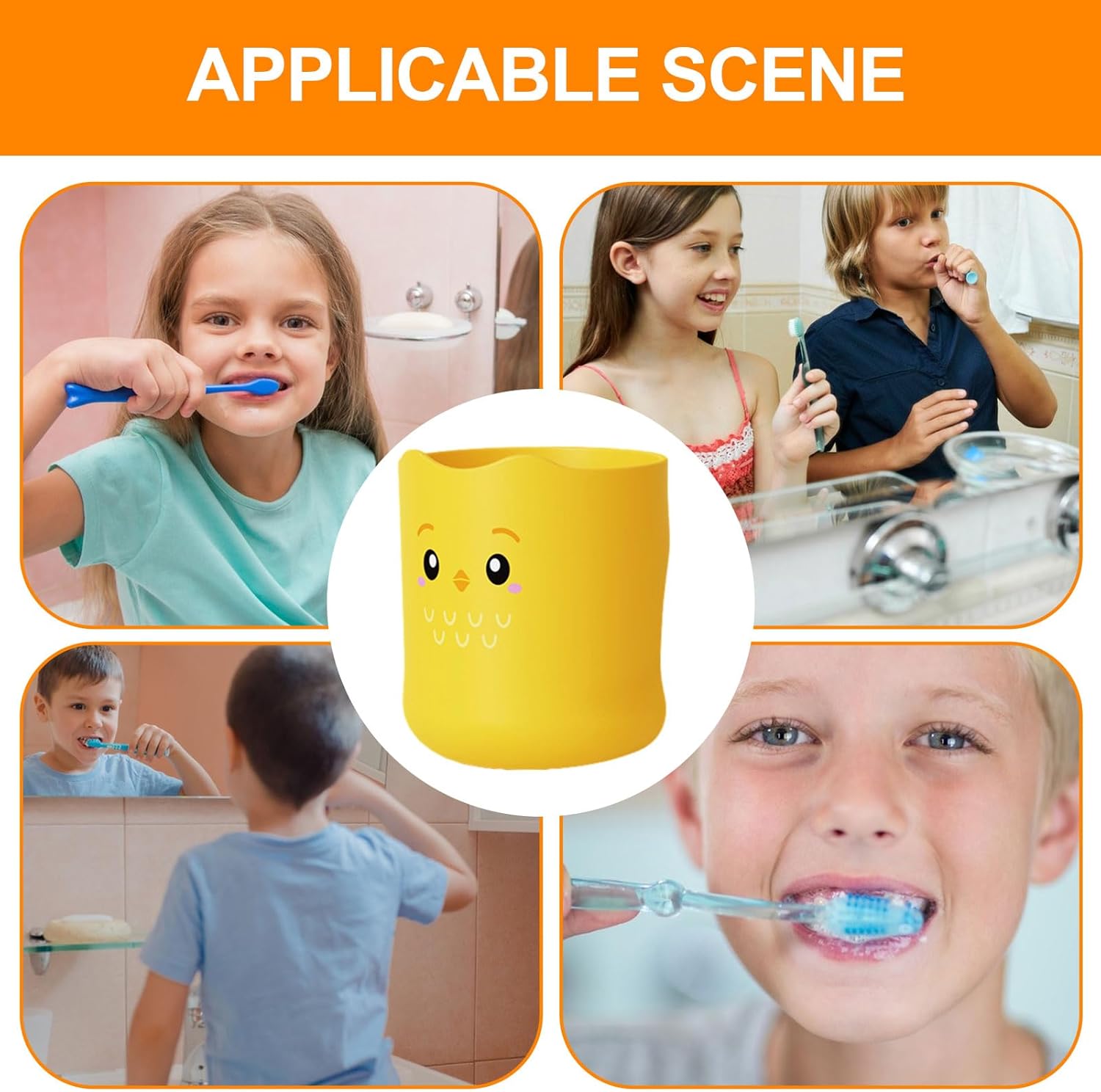 KSIEE Kids Toothbrush Cup with Cartoon Characters and Fun Design