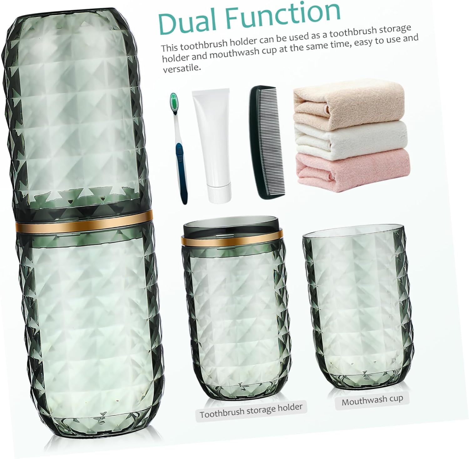 Travel Toothbrush Holder Dual Cup Design
