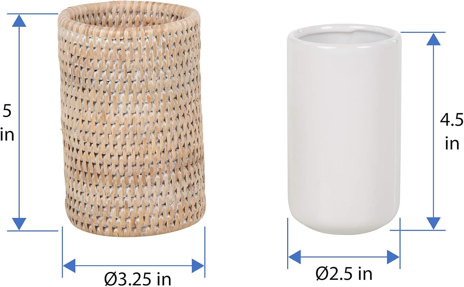 Natural Rattan Bath Holder Ceramic Dish 10 Oz
