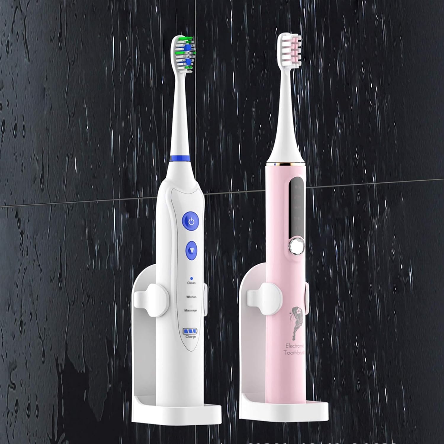2 Sets Wall Mounted Electric Toothbrush Holder Cup Rack 1