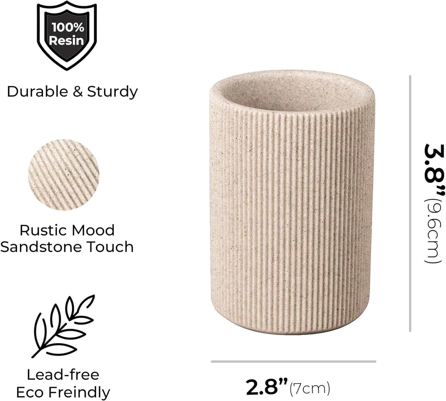 Elegant Sand Beige Toothbrush Holder Boho Farmhouse Style for Bathroom Countertops