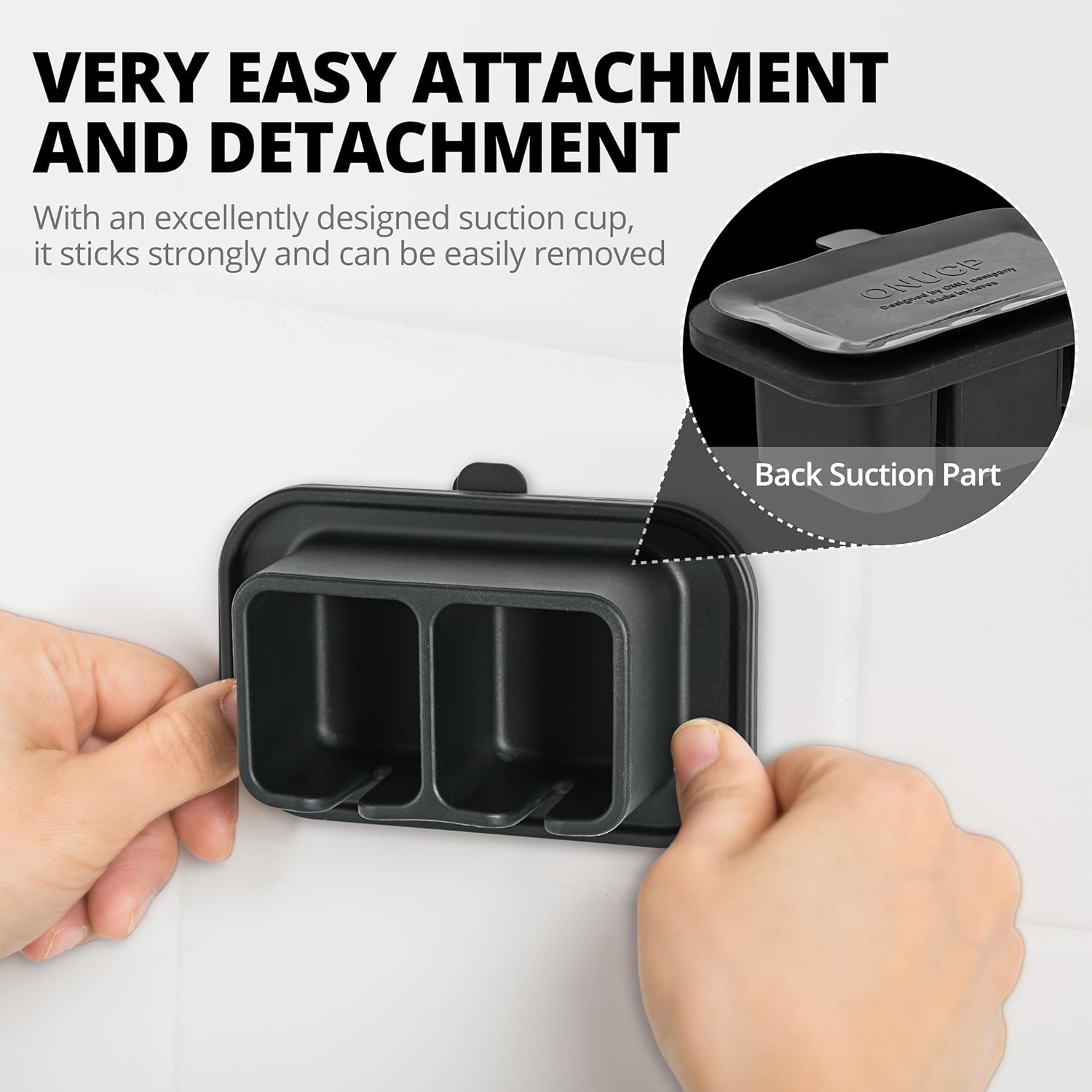 ONUCP Silicone Suction Toothbrush Holder 2-Slot Wall Mounted Bathroom Organizer