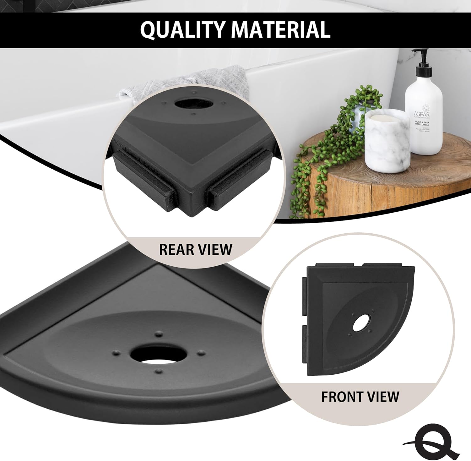 Questech 5 Inch Shower Soap Dish Shelf Graphite Black