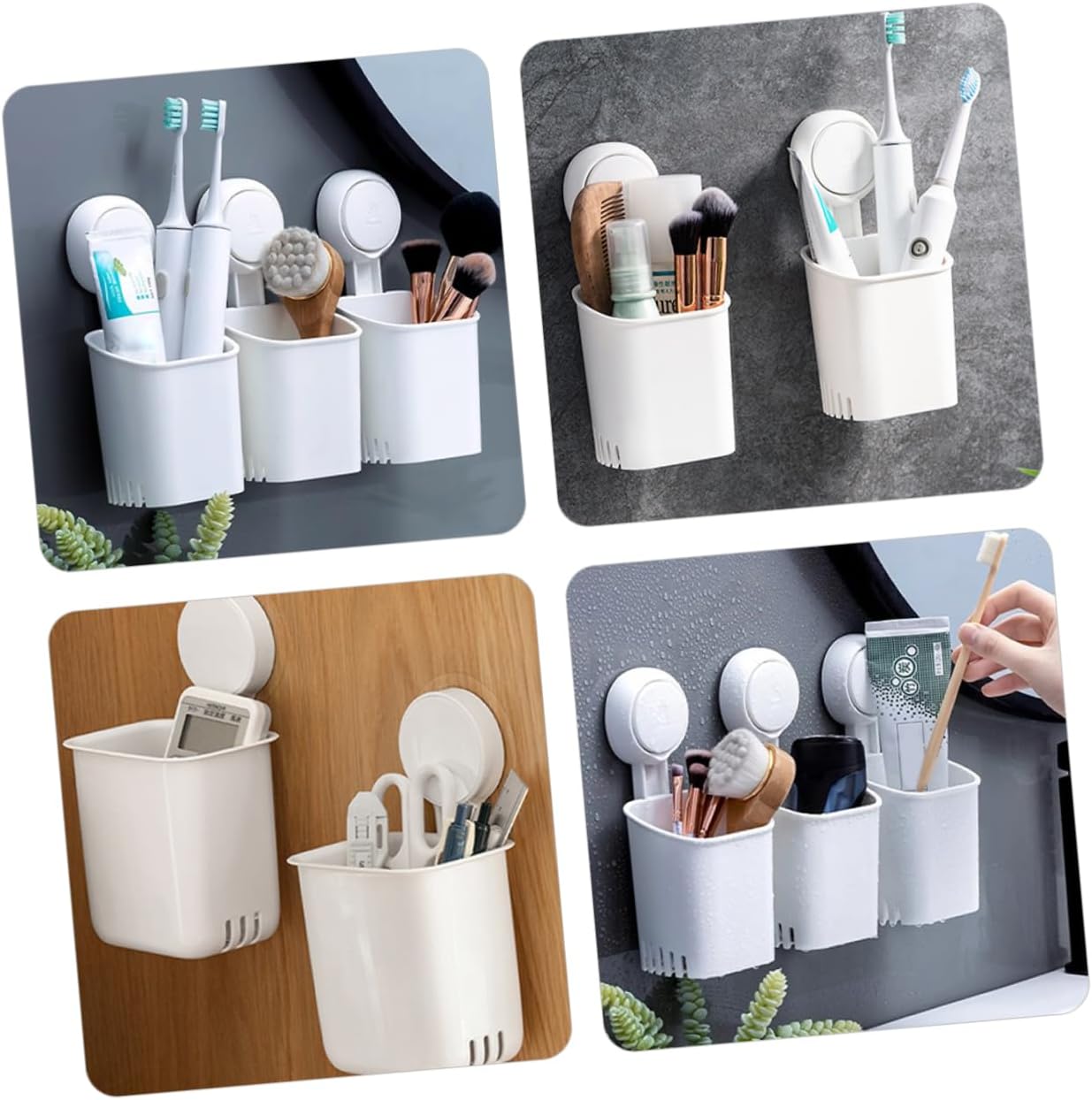 Wall Mounted Suction Cup Toothbrush Holder with Drainage 1