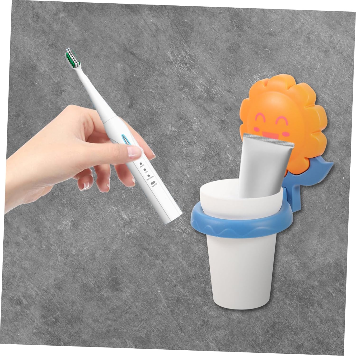 Cute Cartoon Toothbrush Holder Wall Mounted Storage Rack for Bathroom