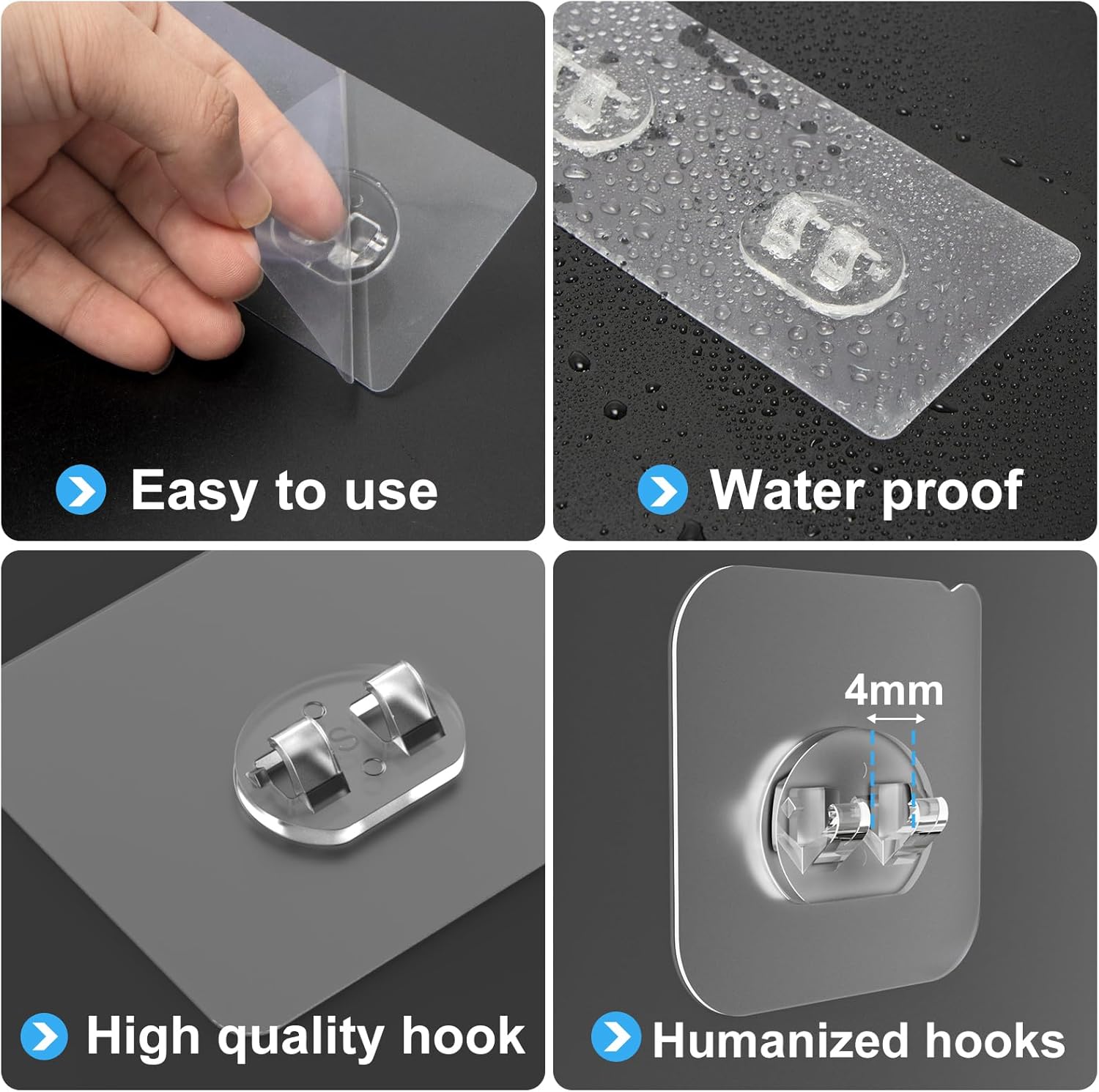 FEPTUASE 4-Piece Adhesive Shower Caddy for Bathroom Kitchen Storage