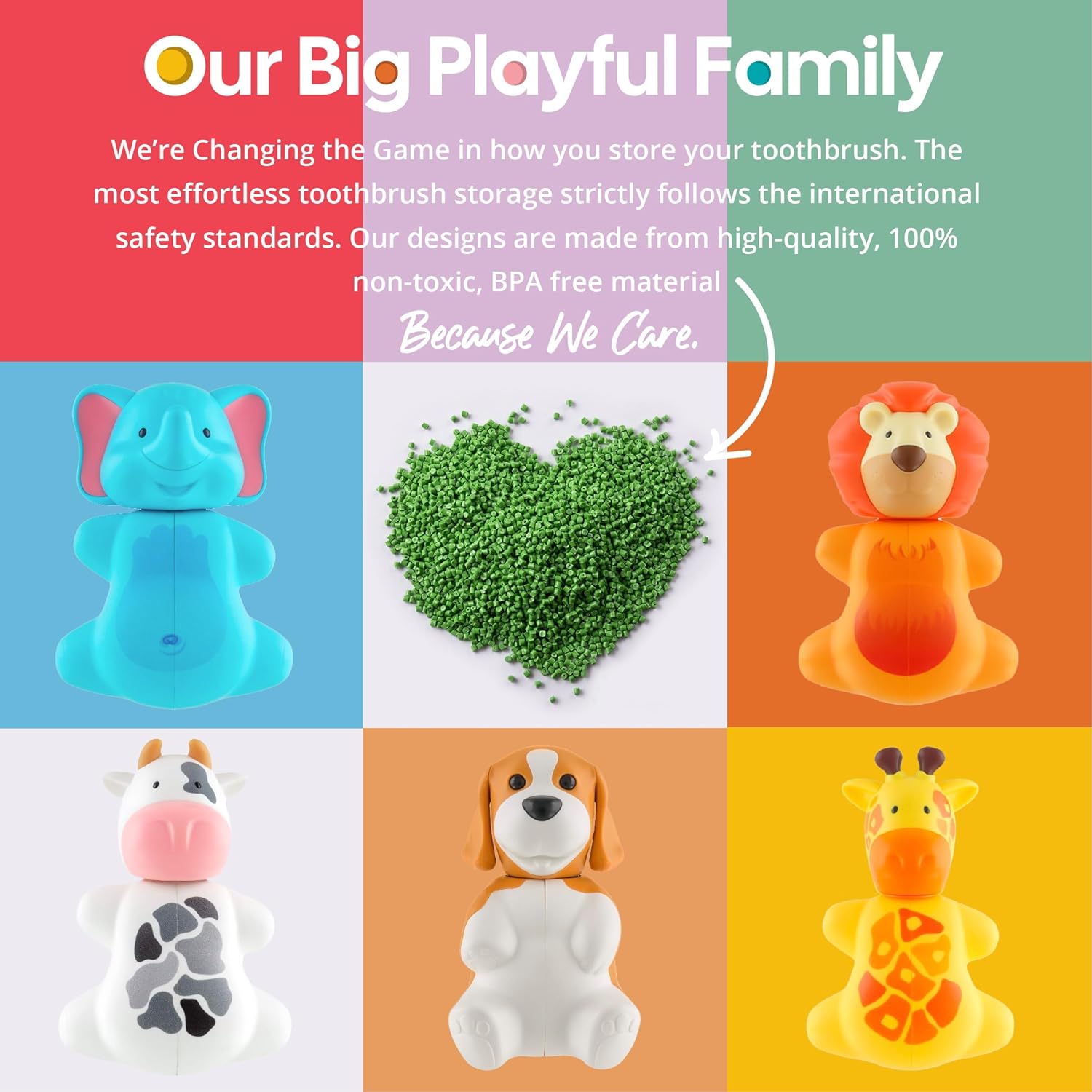 Flipper Fun Animal Toothbrush Cover - Suction Cup Holder for Kids
