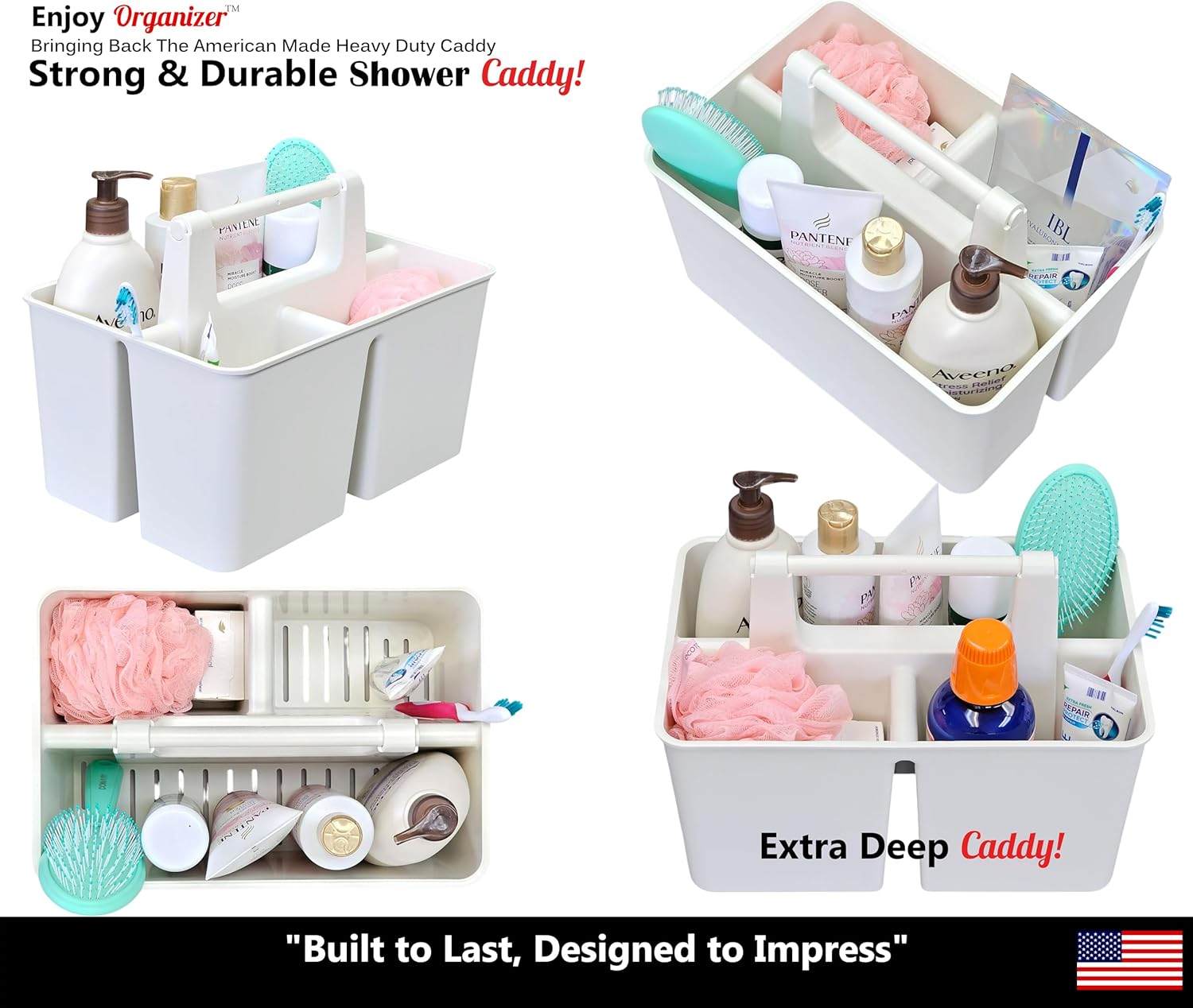 12-Pack Ivory shower caddy organizer with handle compact portable