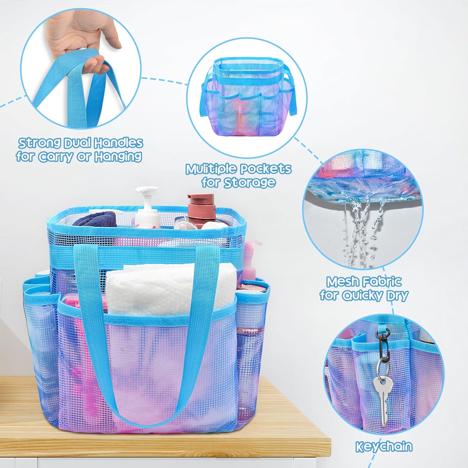 Nidoul Mesh shower caddy Quick-Dry Durable Organizer for Students