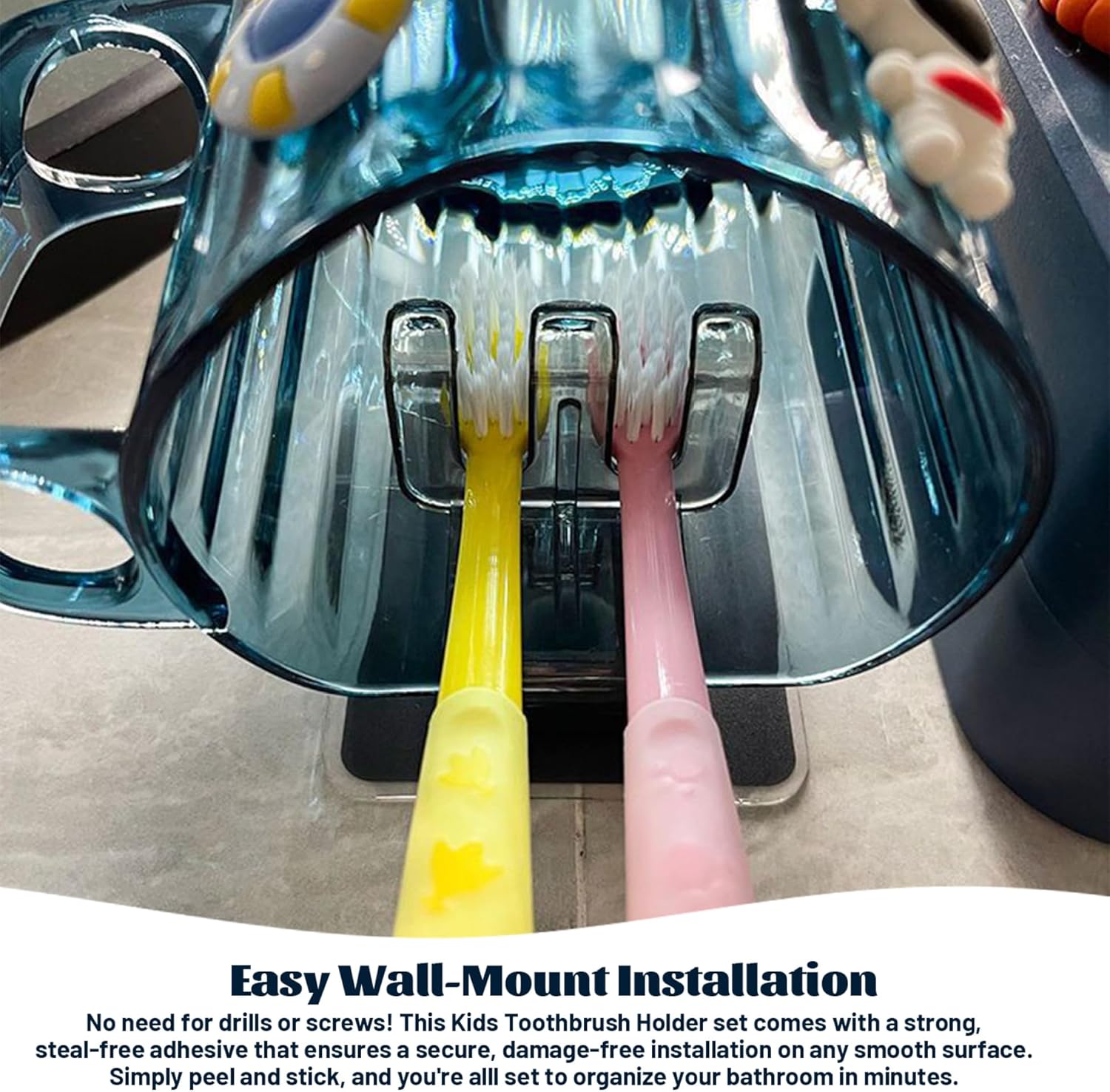 Space-Themed Wall Toothbrush Holder for Kids