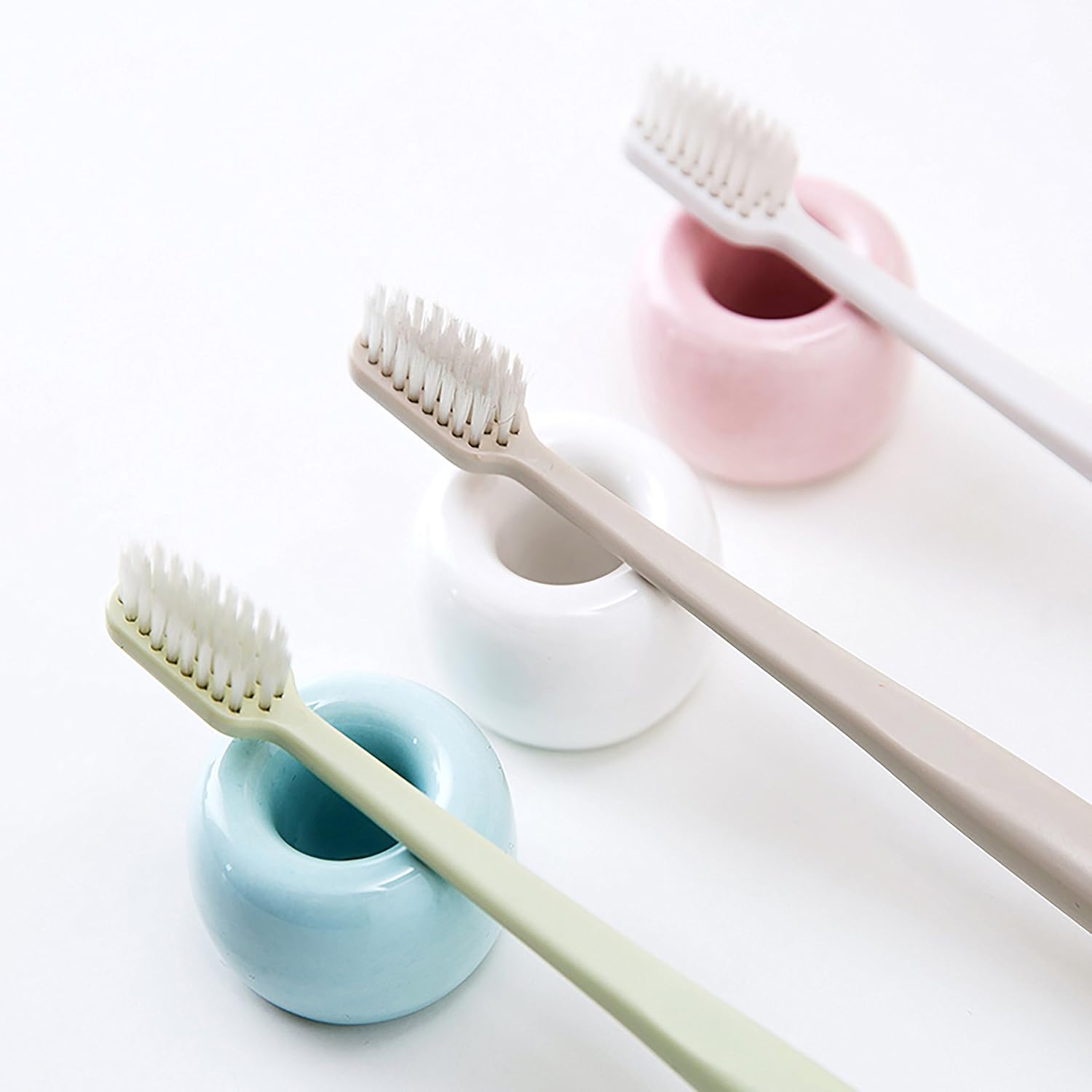 Airmoon Mini Ceramics Toothbrush Holder Stand for Bathroom Pack of 2