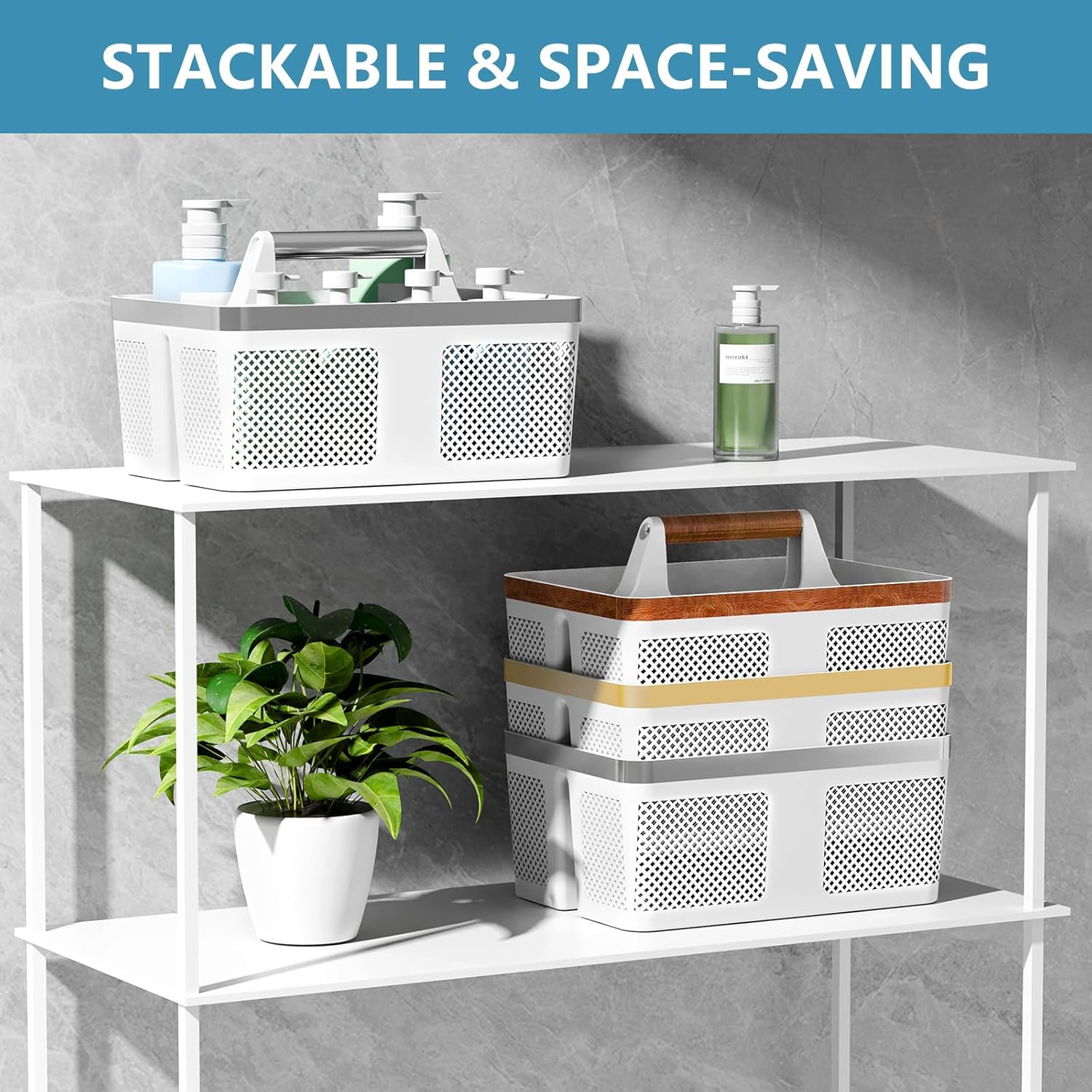 Portable Shower Caddy Bathroom Organizer with Built-in Handle