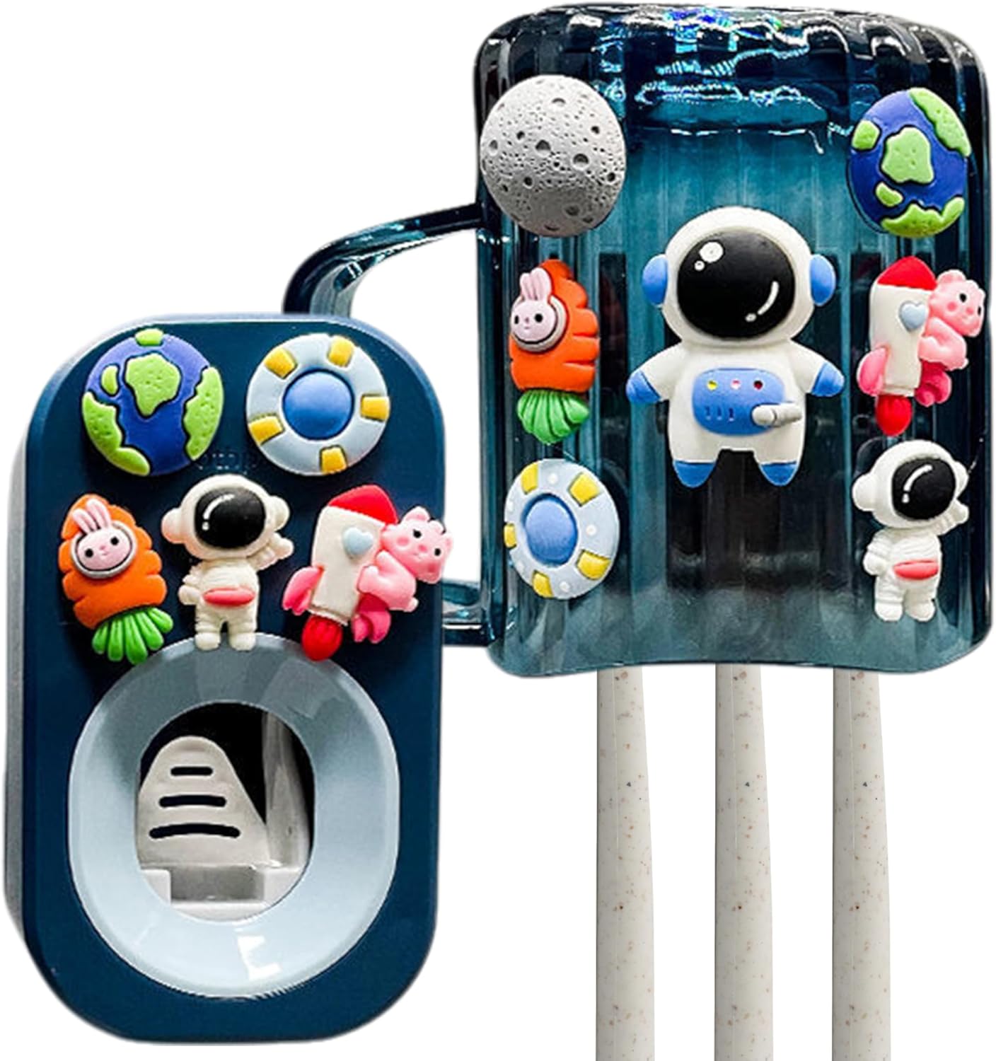 Space-Themed Wall Toothbrush Holder for Kids