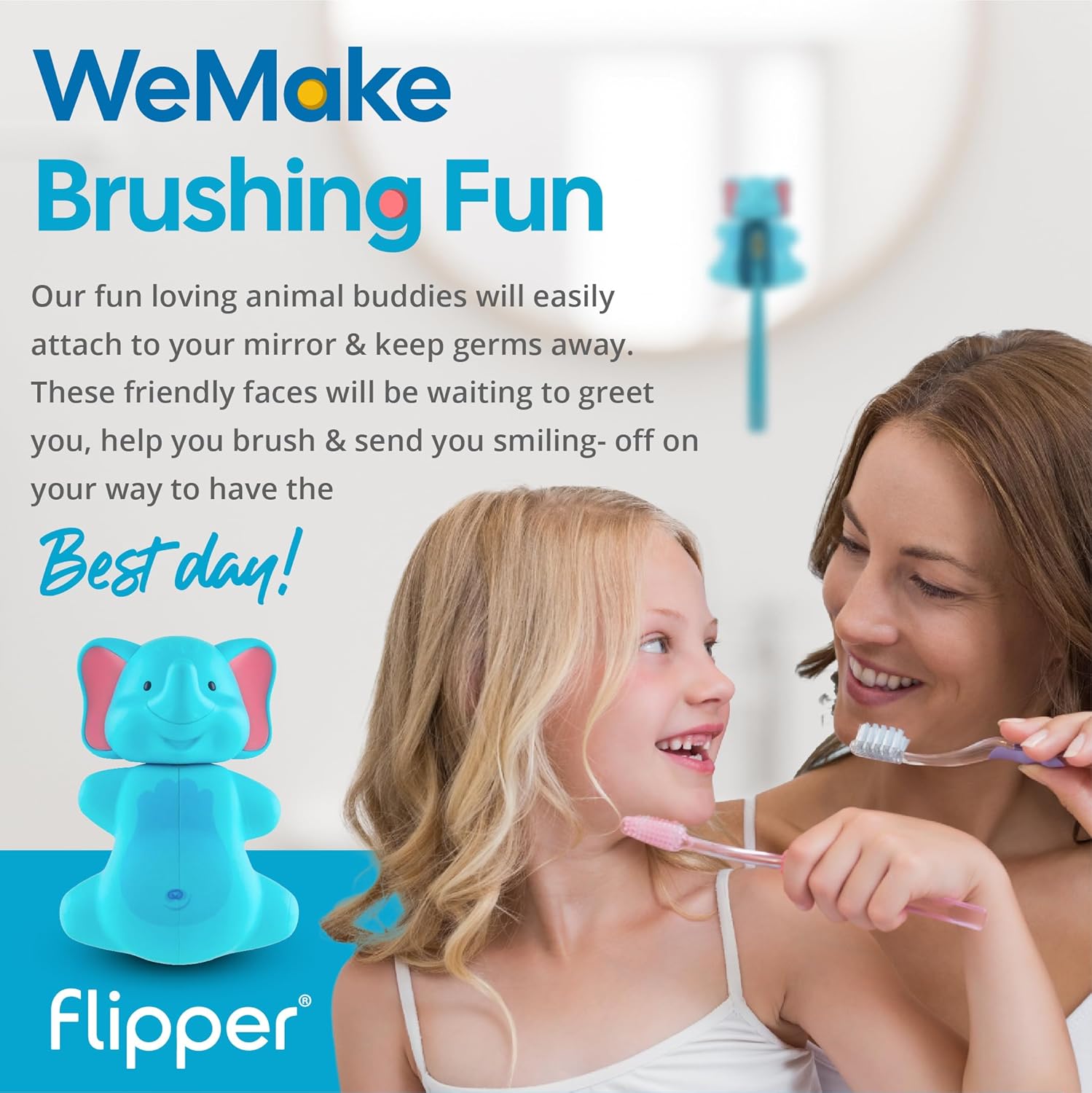 Flipper Fun Animal Toothbrush Cover - Suction Cup Holder for Kids