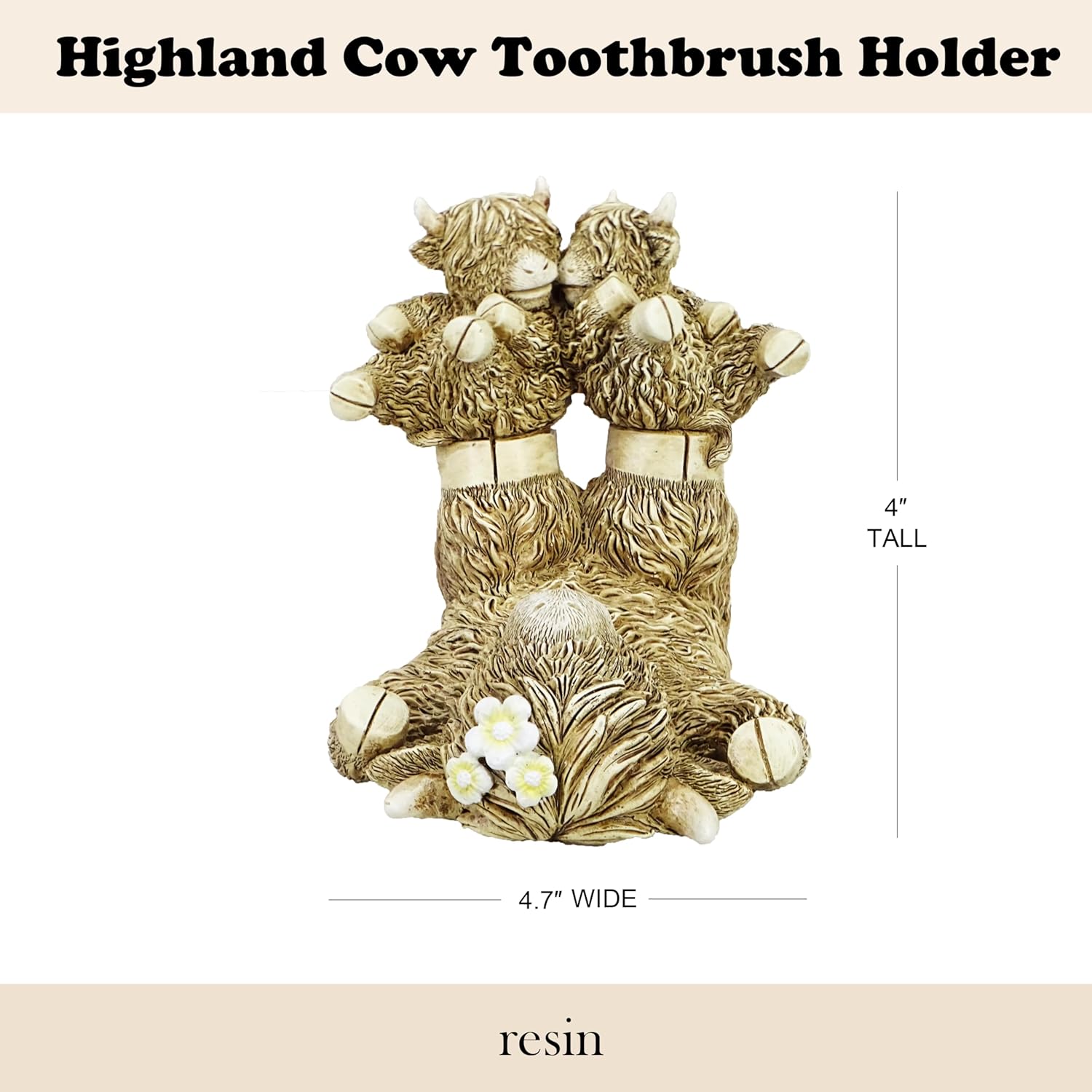 5-Inch Resin Toothbrush Holder with Antique Carved Design