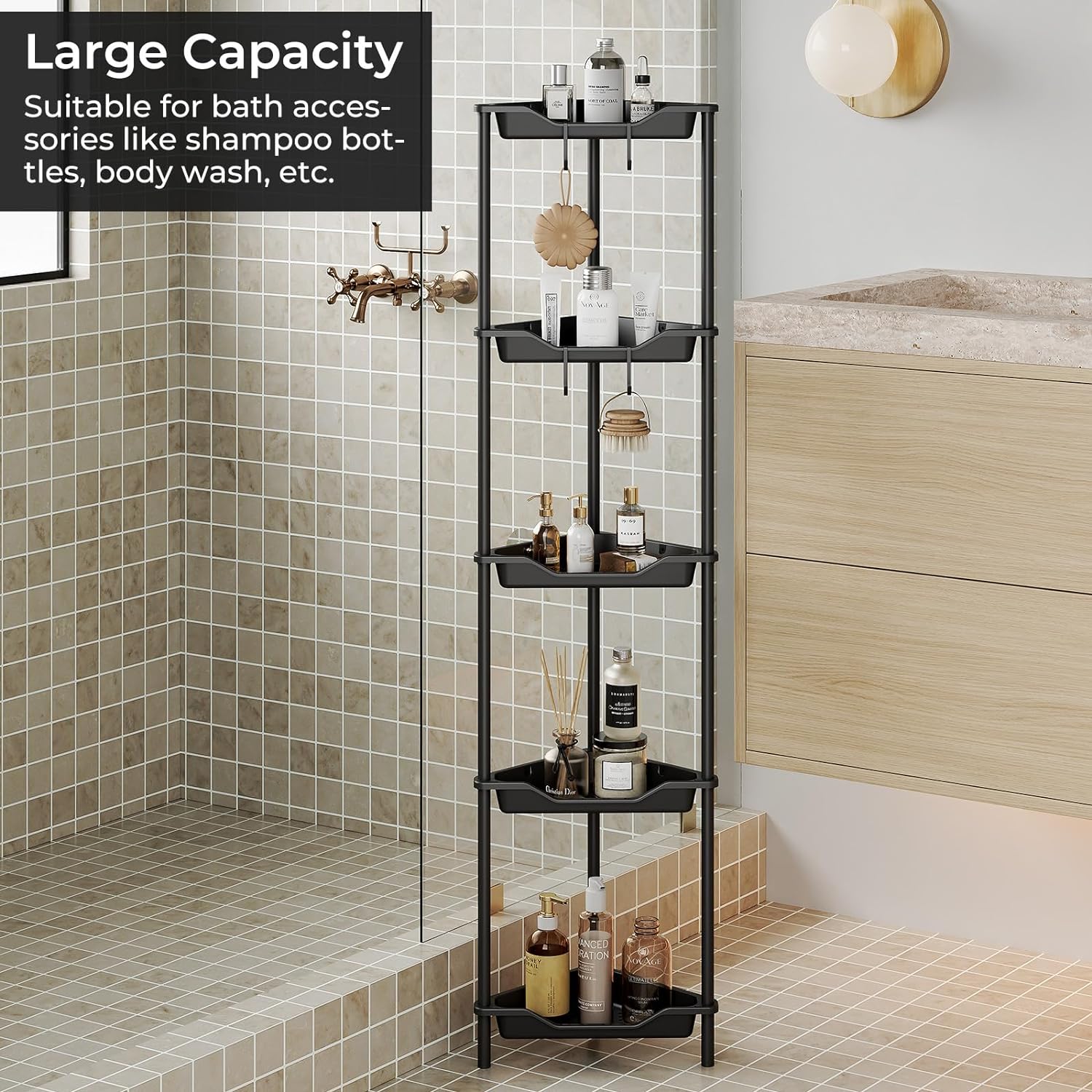 ODesign 5 Tier Floor Standing Corner Shower Caddy