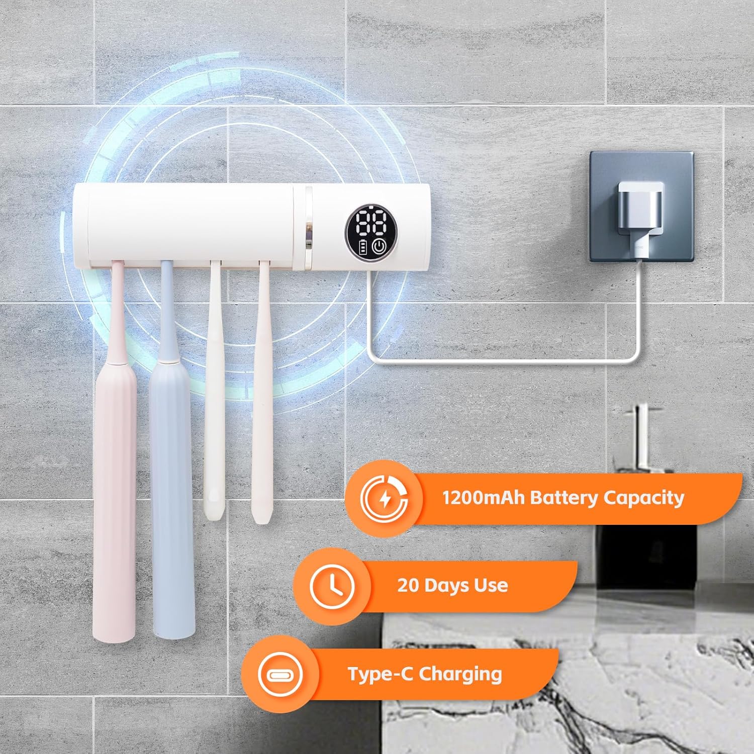 IntelliTooth - Family-Friendly Toothbrush Holder with Automatic Dispenser Modern Sleek Design