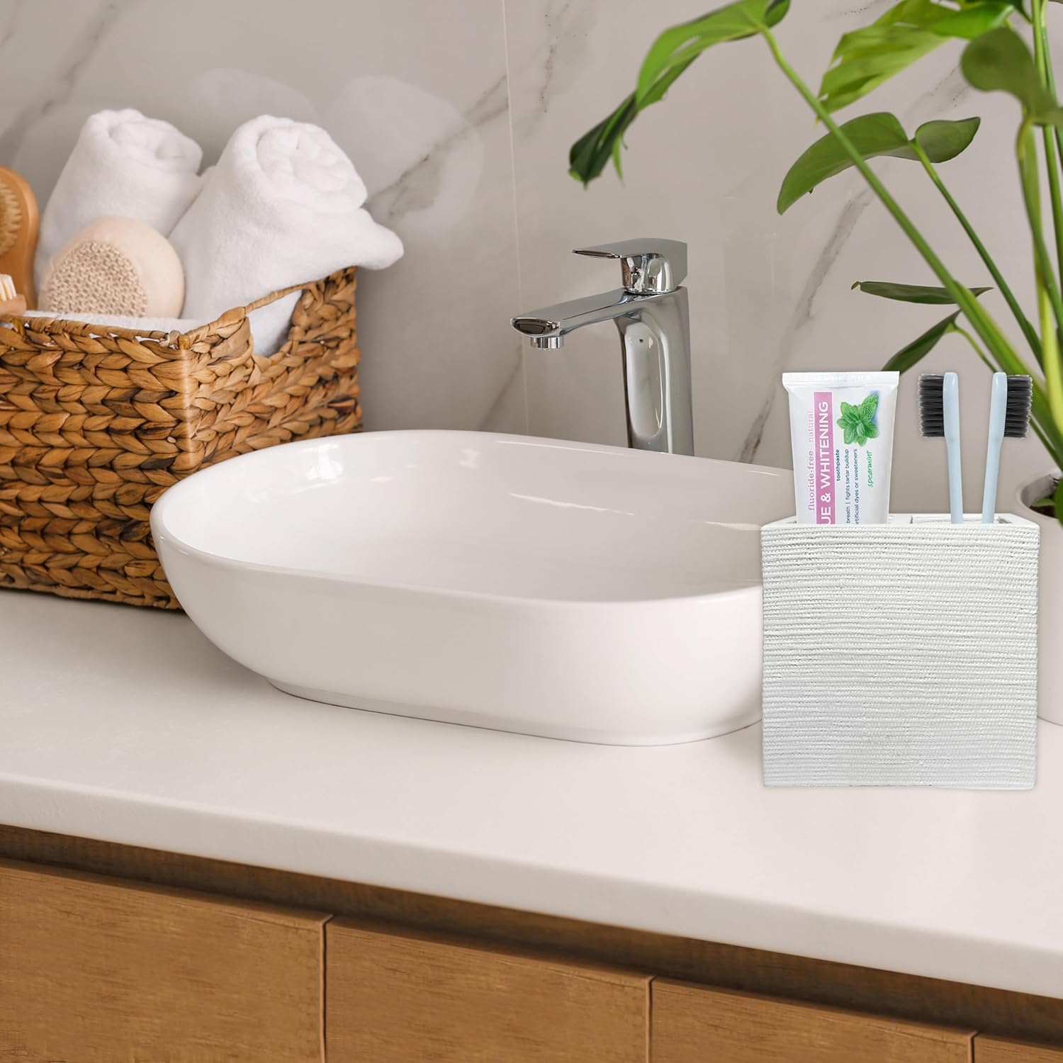 Mandarin Resin Toothbrush Holder for Kids - Durable Bathroom Organizer