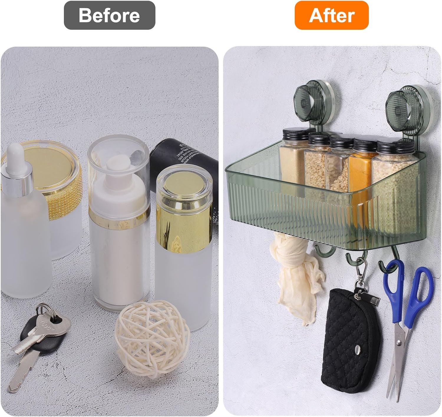 Uxcell 1Set Suction Cup Shower Caddy with Hooks Green