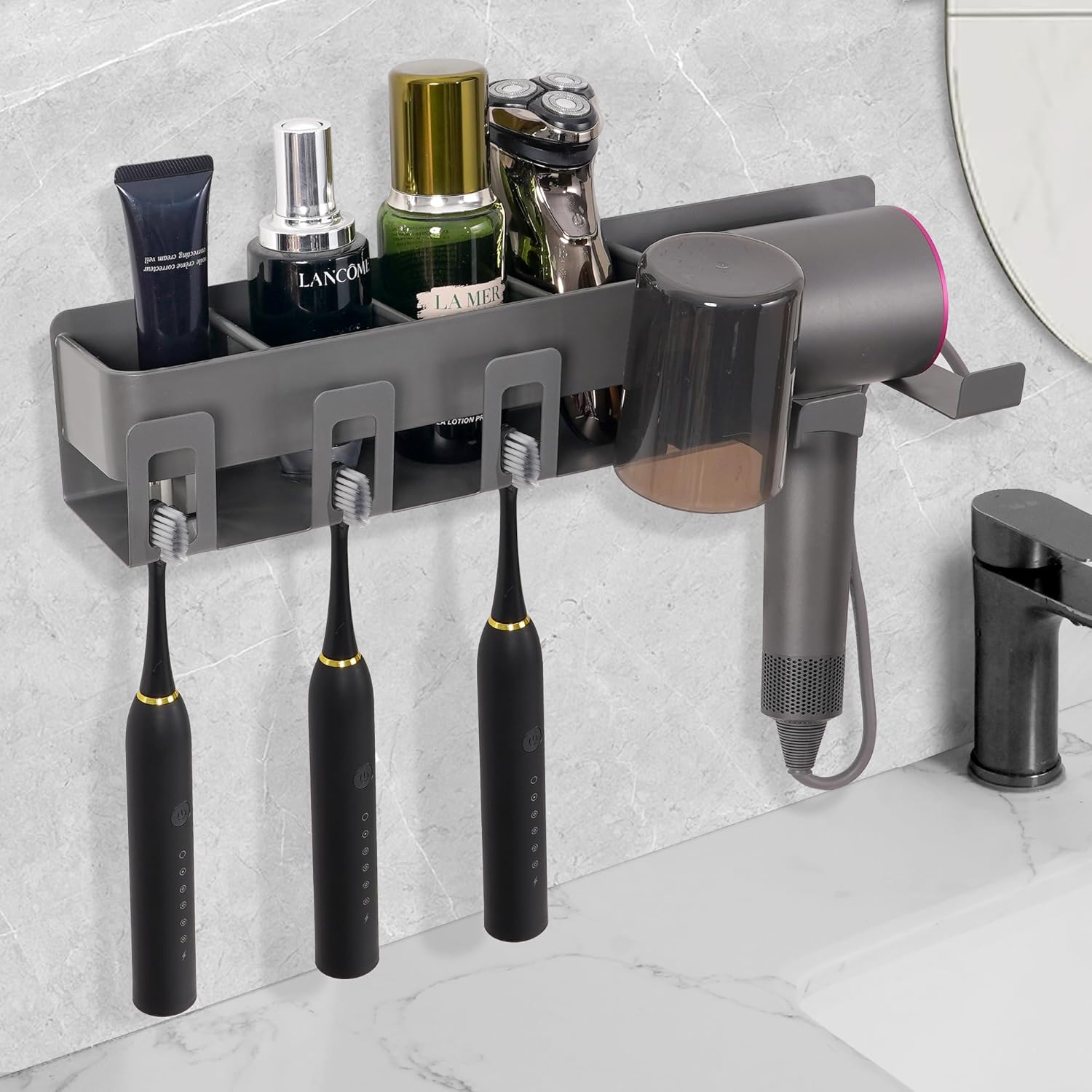 HYRIXDIRECT Wall Mounted Toothbrush Holder with Hair Dryer Accessories 1