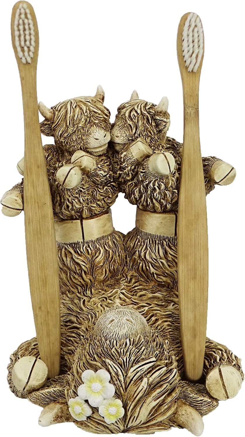 5-Inch Resin Toothbrush Holder with Antique Carved Design