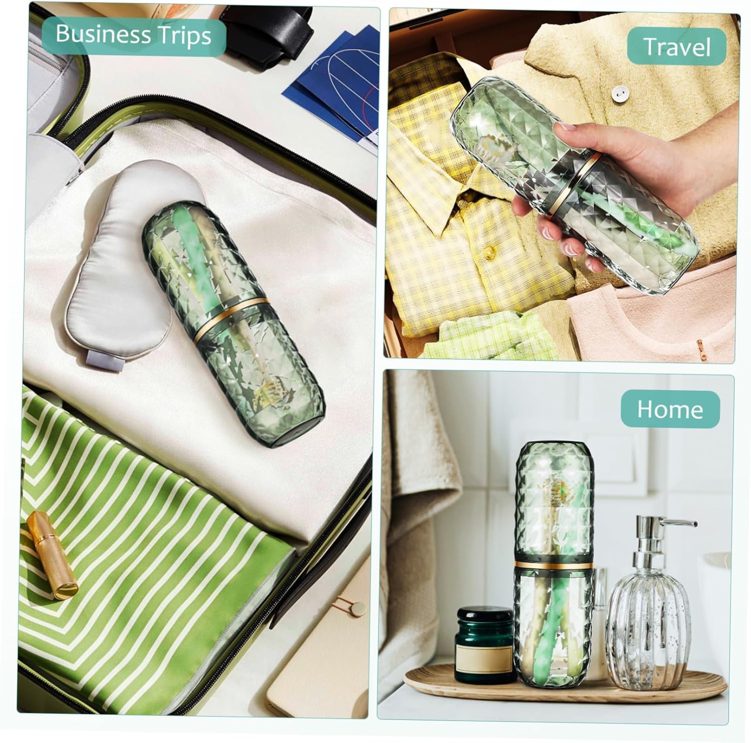 Travel Toothbrush Holder Dual Cup Design