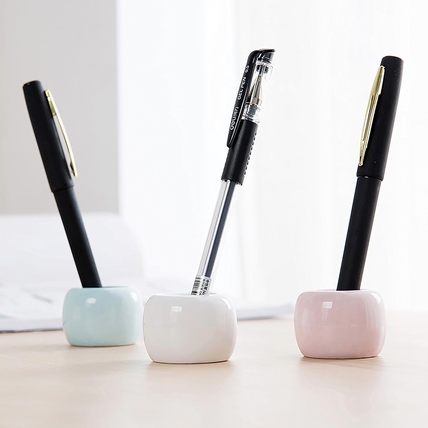 Airmoon Mini Ceramics Toothbrush Holder Stand for Bathroom Pack of 2